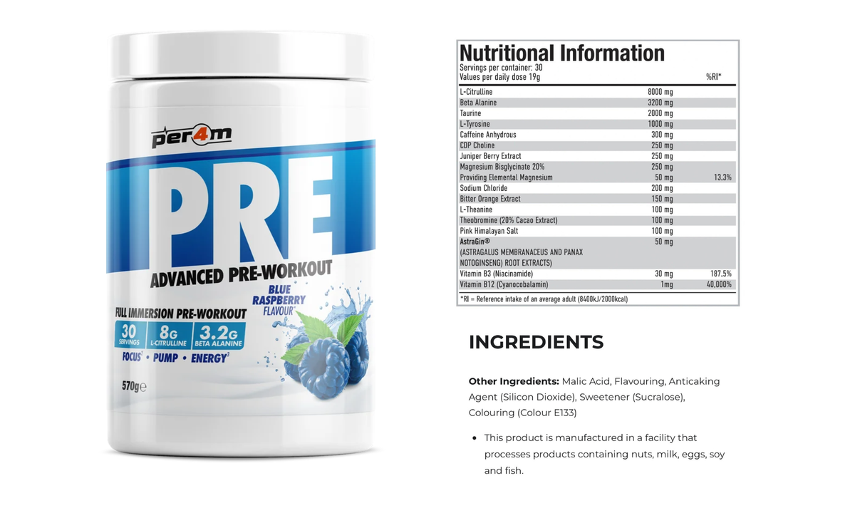 Per4m Pre-Workout Stim 570g