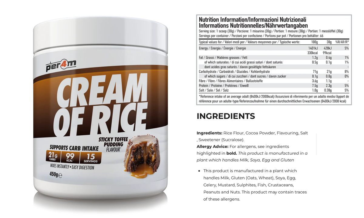 Per4m Cream of Rice 450g